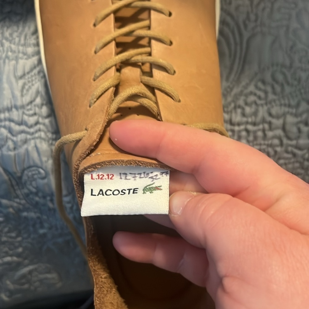 Lacoste Men’s unlined L12.12 sneaker Tan size 11.5 leather​​​​​​ - Picture 10 of 10